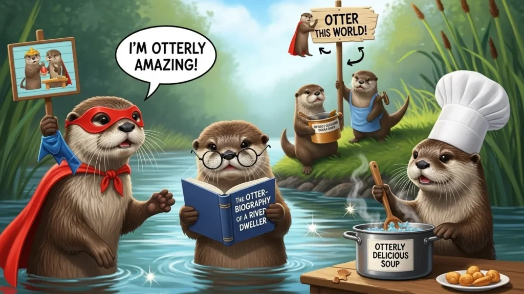 Otter puns for social media captions